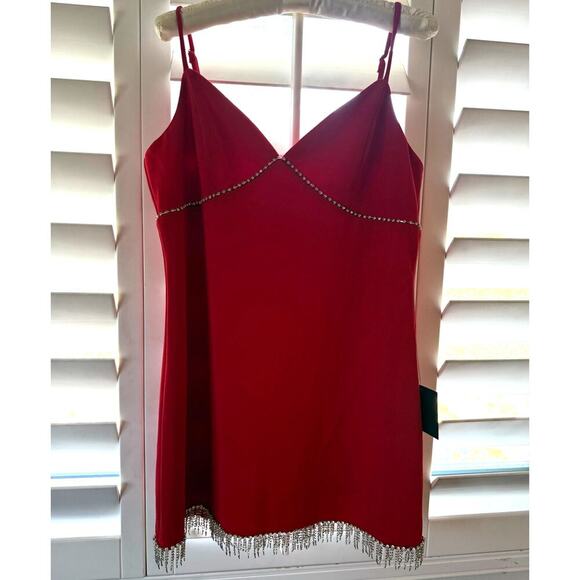 Lulus Red Mini Party Dress Y2K Glam rhinestones size XL Lunar New Year Valentine - Picture 2 of 9